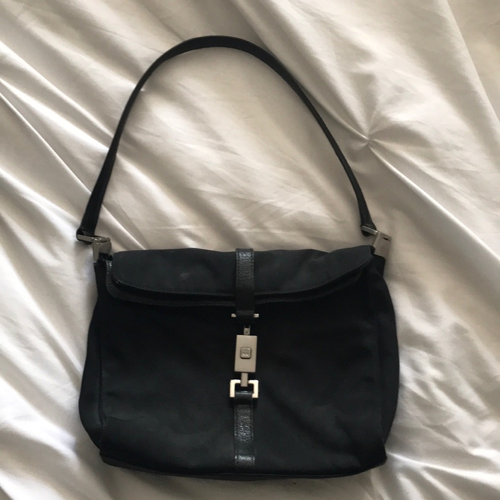 Authentic vintage Gucci black canvas purse